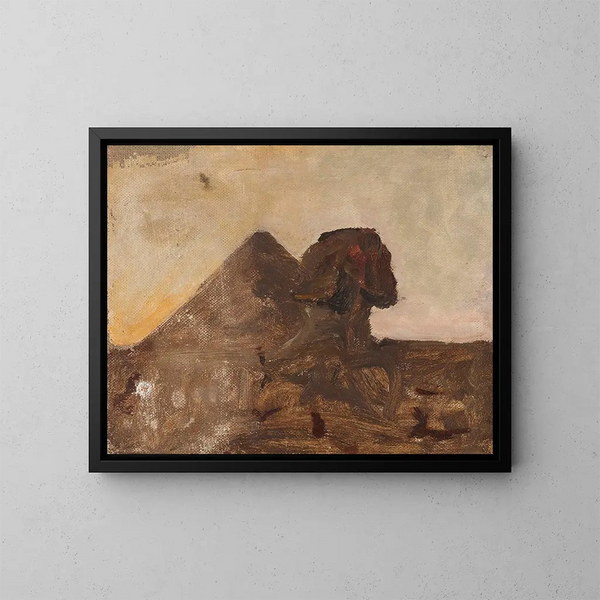 Abend in der Wüste, Sphinx und Pyramide, von der Reise nach Ägypten - Jan Cybis — gerahmtes Bild an der Wand