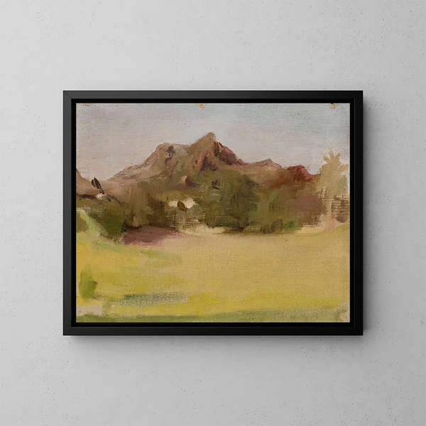 Landschaft des Berglands auf der Reise nach Indien - Jan Cybis — gerahmtes Bild an der Wand