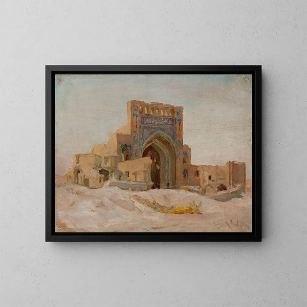 Moschee persische alte des Reise nach Turkestan - Jan Cybis — gerahmtes Bild an der Wand