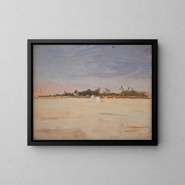 Sahara-Gemälde, der Sirocco in der Wüste - Jan Cybis — gerahmtes Bild an der Wand