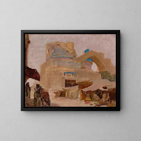 Tombeau von Bibi-Khanym in Samarkand, Ehefrau von Tamerlan - Jan Cybis — gerahmtes Bild an der Wand