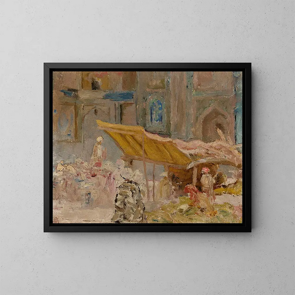Marché aux fruits de Samarcande, voyage en Turkestan - Jan Cybis — gerahmtes Bild an der Wand