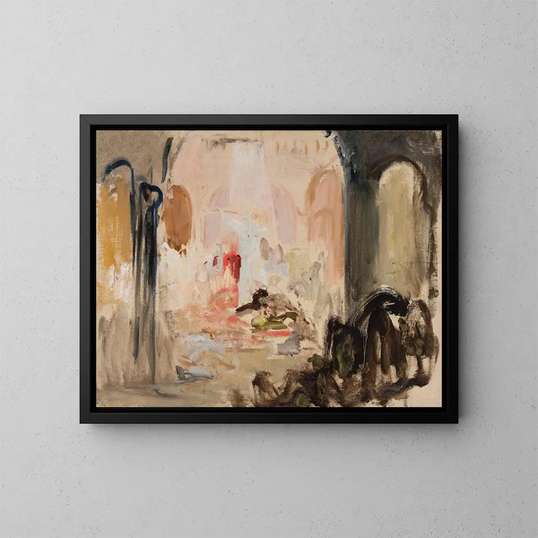 Skizze für die Bühnenausstattung des 2. Akts von Parsifal - Jan Cybis — gerahmtes Bild an der Wand