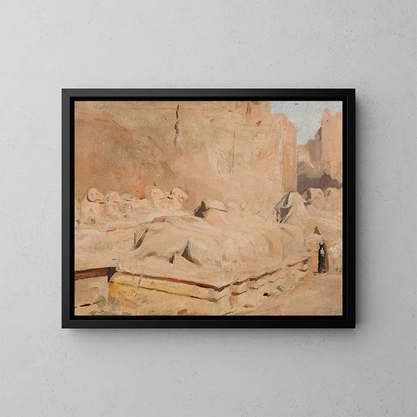 Allée du Sphinx, Tempel des Amon-Rê, der Reise nach Ägypten - Jan Cybis — gerahmtes Bild an der Wand
