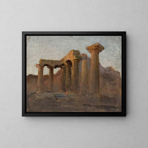 Tempel des Apollon in Korinth bei Sonnenaufgang - Jan Cybis — gerahmtes Bild an der Wand