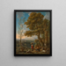 Ein klassisches italienisches Landschaftsgemälde mit einem Ziegenhirten und seiner Herde in den Bergen dahinter - Jan Frans van Bloemen — gerahmtes Bild an der Wand