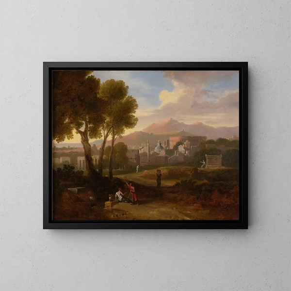 Außerhalb der Stadtmauern - Jan Frans van Bloemen — gerahmtes Bild an der Wand