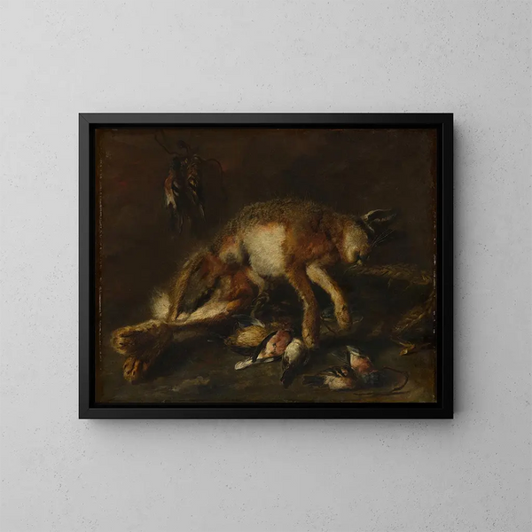 Ein Hase und Vögel - Jan Fyt — gerahmtes Bild an der Wand