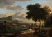 Ein weites Landschaft mit Reisenden, Fischern und Viehhirten auf einem Weg mit einer römischen Brücke im Hintergrund - Jan Hackaert — Ansicht des Kunstwerks