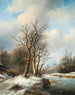 von Figuren auf einer zugefrorenen Wasserstraße mit einem Schloss im Hintergrund - Jan Jacob Coenraad Spohler — Ansicht des Kunstwerks