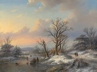 Jan Jacob Coenraad Spohler - Wood gatherers on the ice.webp