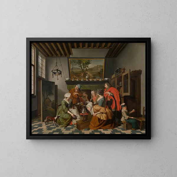 L'heure du thé - Jan Josef Horemans le Jeune — gerahmtes Bild an der Wand