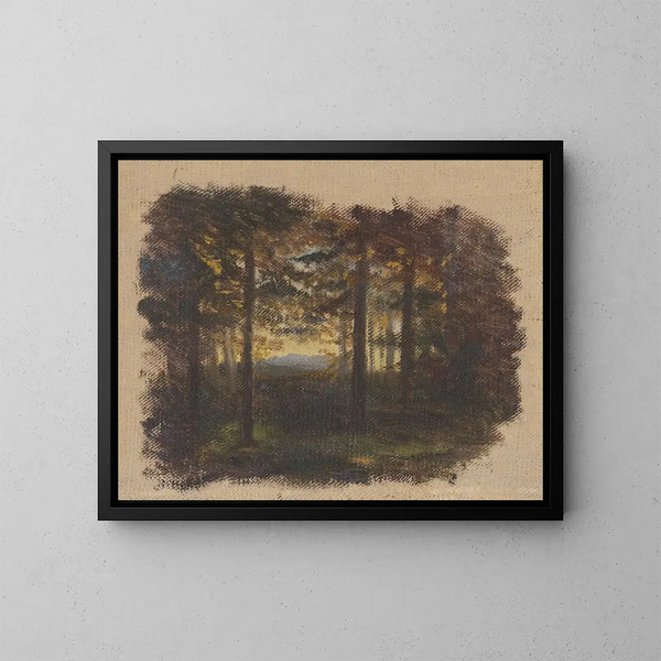 Im Wald vor Sonnenuntergang - Jan Nowopack — gerahmtes Bild an der Wand
