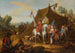 Ein Militärlager mit Kavallerie des Herzogs von Savoyen 1744-1745 mit einem Standartenträger und Pferden in der Nähe eines Zeltes - Jan Peeter Verdussen — Ansicht des Kunstwerks