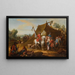 Ein Militärlager mit Kavallerie des Herzogs von Savoyen 1744-1745 mit einem Standartenträger und Pferden in der Nähe eines Zeltes - Jan Peeter Verdussen — gerahmtes Bild an der Wand