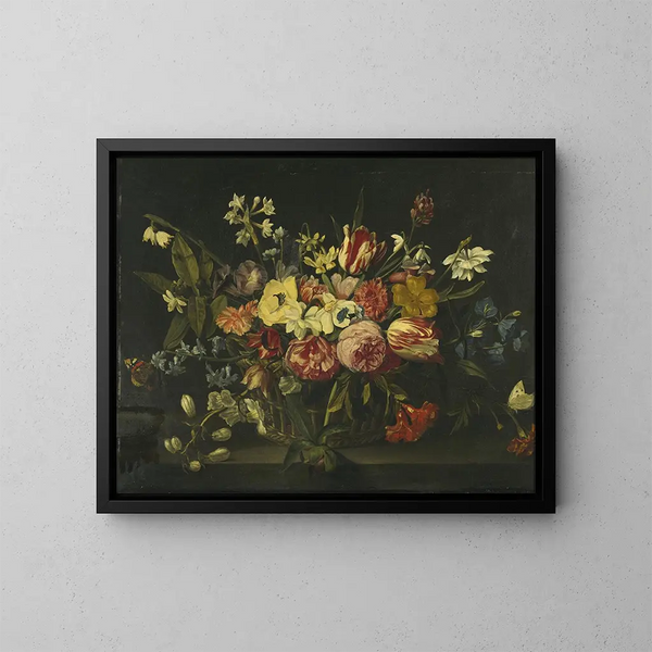 Naturmorte mit Blumen in einem Korb - Jan Philips van Thielen — gerahmtes Bild an der Wand