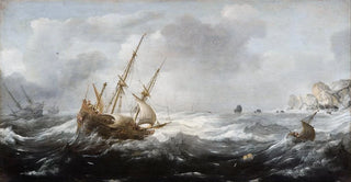 Jan Porcellis - Ships in a Storm on a Rocky Coast.webp