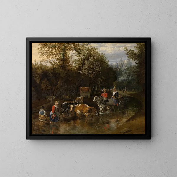 Die neugierige Kuh - Jan Siberechts — gerahmtes Bild an der Wand