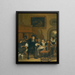 Ein Gentleman bietet einer Dame ein Glas Wein an, mit einem Paar, das Musik macht, und anderen Bewohnern der Stadt in einem Interieur - Jan Steen — gerahmtes Bild an der Wand