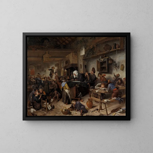 Eine Schule für Jungen und Mädchen - Jan Steen — gerahmtes Bild an der Wand