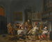 Innere einer Taverne mit Menschen, die trinken und Musik machen - Jan Steen — Ansicht des Kunstwerks