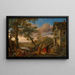 Eine Wahrsagerin und Bauern vor einer Gaststätte mit einer Flusslandschaft im Hintergrund - Jan Steen — gerahmtes Bild an der Wand