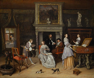 Fantastisches Innenraum-Gemälde mit Jan Steen und der Familie von Gerrit Schouten - Jan Steen — Ansicht des Kunstwerks