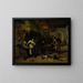 Inneneinrichtung eines Gasthauses mit einem alten Mann, der sich mit der Wirtin amüsiert, und zwei Männern, die Backgammon spielen, bekannt als Zwei Arten von Spielen - Jan Steen — gerahmtes Bild an der Wand