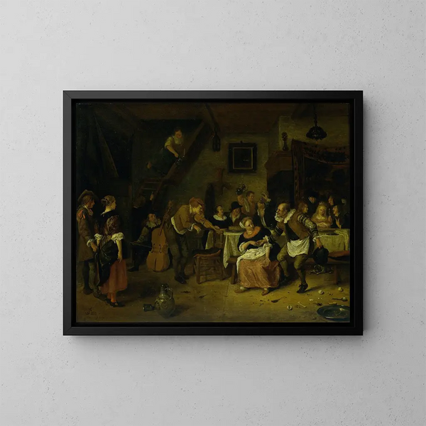 Bauernhochzeit - Jan Steen — gerahmtes Bild an der Wand
