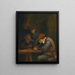 Bauern beim Trinken und Schneiden von Tabak in einer Gaststätte - Jan Steen — gerahmtes Bild an der Wand