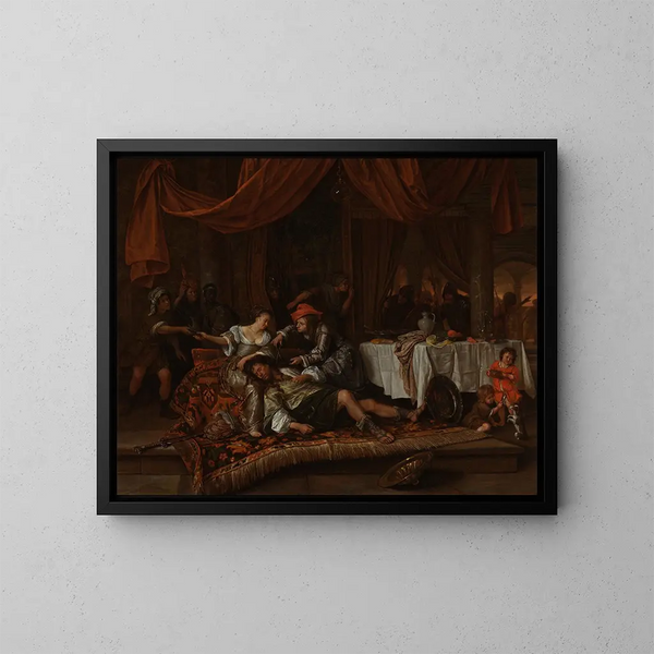 Samson und Dalila - Jan Steen — gerahmtes Bild an der Wand