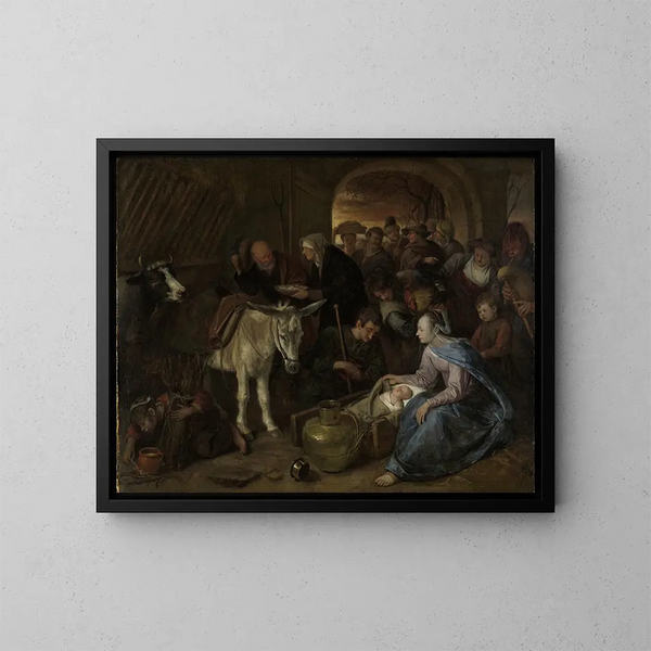 L'adoration des bergers - Jan Steen — gerahmtes Bild an der Wand