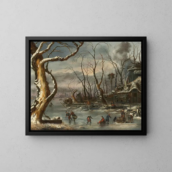 Ein Winterlandschaft - Jan van Kessel der Ältere — gerahmtes Bild an der Wand