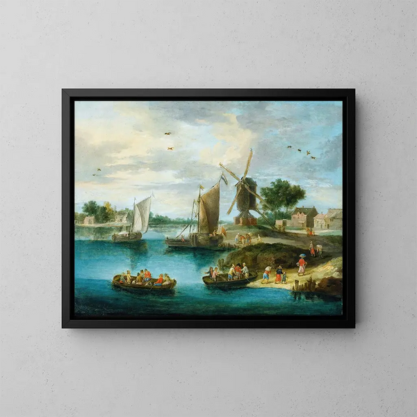 Landschaft mit einer Mühle - Jan van Kessel der Ältere — gerahmtes Bild an der Wand