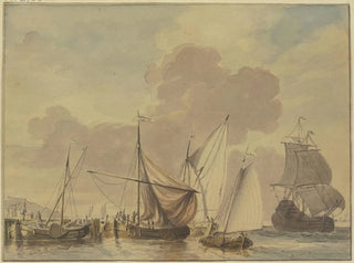 Jan Verbruggen - Marine mit fnf Schiffen im Vordergrund.webp