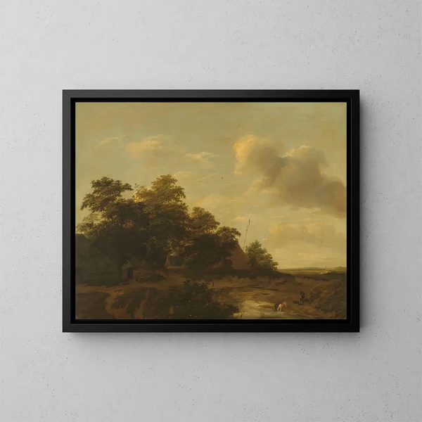 Landschaft mit einem Bauernhof - Jan Vermeer van Haarlem l'Ancien — gerahmtes Bild an der Wand