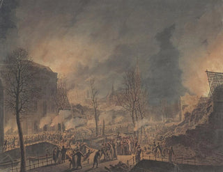 Lodewijk Napoléon besucht die Runen auf dem Rapenburg in Leiden nach der Explosion des Pulverboots am 12. Januar 1807 - Jan Willem Pieneman — Ansicht des Kunstwerks