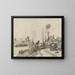 Le déchargement de chariots au bord d'un canal - Jan van Essen — gerahmtes Bild an der Wand