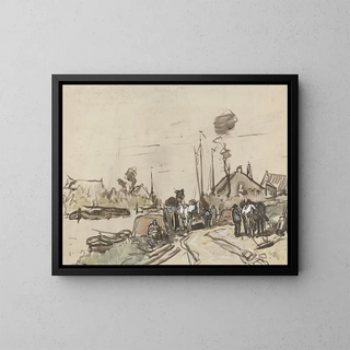 Jan van Essen - Het lossen van karren bij een vaart.webp