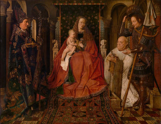 Jan van Eyck - Madonna Surrounded by Saint George Saint Donatianus of Reims and the Donor Canon Van der Paele.webp