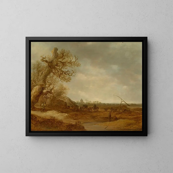 Ein Dünenlandschaft mit Figuren - Jan van Goyen — gerahmtes Bild an der Wand