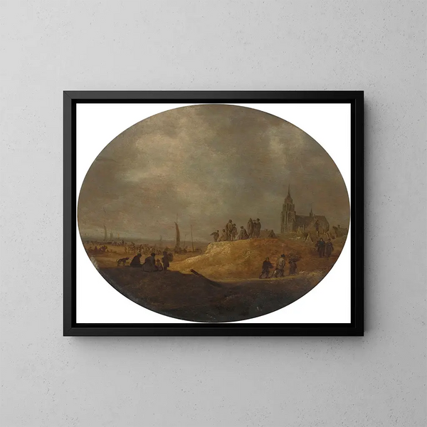 Ansicht von Scheveningen von den Dünen - Jan van Goyen — gerahmtes Bild an der Wand