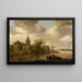 Ansicht eines Flusses mit Kirche und Bauernhof - Jan van Goyen — gerahmtes Bild an der Wand