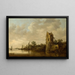Fluss mit einem alten Turm - Jan van Goyen — gerahmtes Bild an der Wand