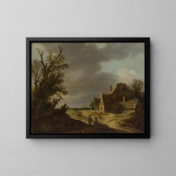 Route sablonneuse avec une ferme - Jan van Goyen — gerahmtes Bild an der Wand