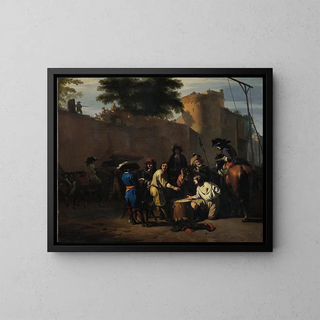 Jan van Huchtenburg - Casting the Dice for Life or Death.webp