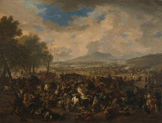 Die Schlacht bei Ramillies zwischen den Franzosen und den alliierten Mächten, 23. Mai 1706 - Jan van Huchtenburg — Ansicht des Kunstwerks