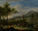 Landschaft im Arcadien mit Fischern - Jan van Huysum — Ansicht des Kunstwerks