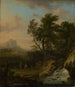 Italienisches Landschaftsgemälde mit Wasserfall und ruhenden Hirten - Jan van Huysum — Ansicht des Kunstwerks