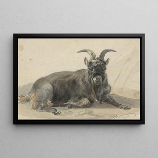 Jan van Ravenswaay - Liggende zwarte geitenbok.webp